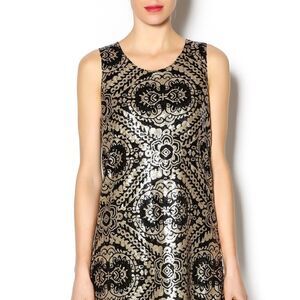 Vintage Honey Punch Gold Black Sequins Dress M